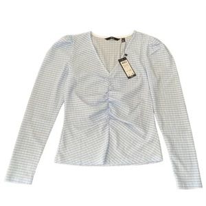 Vero Moda Ellie Puff Sleeve Top, Placid Blue/white Blouse XS New With Tags